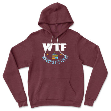 WTF - Where's The Food Hoodie in Heather Maroon color